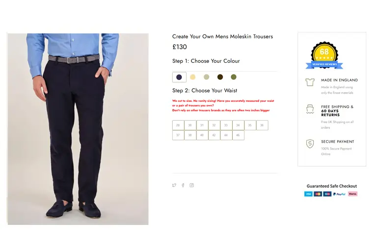 create your own moleskin trousers